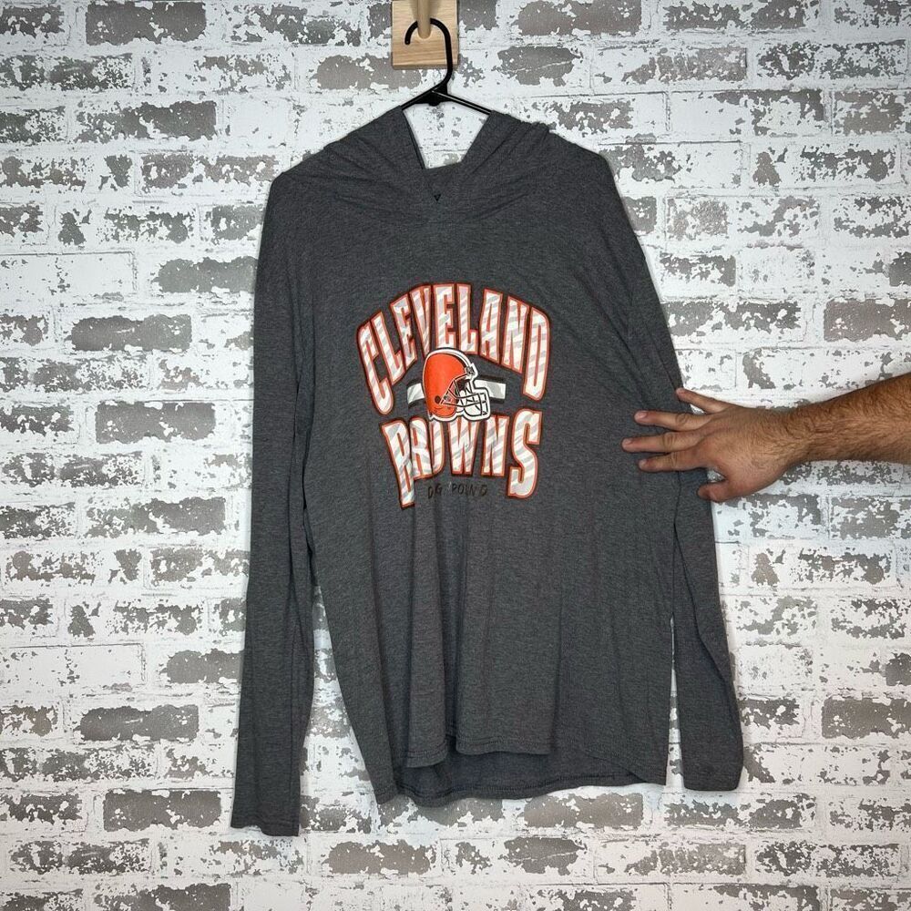 NFL team apparel Cleveland browns hooded long sleeve t